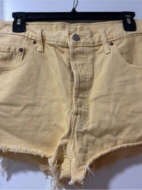 Levi's Pale Yellow Denim Cutoff Shorts